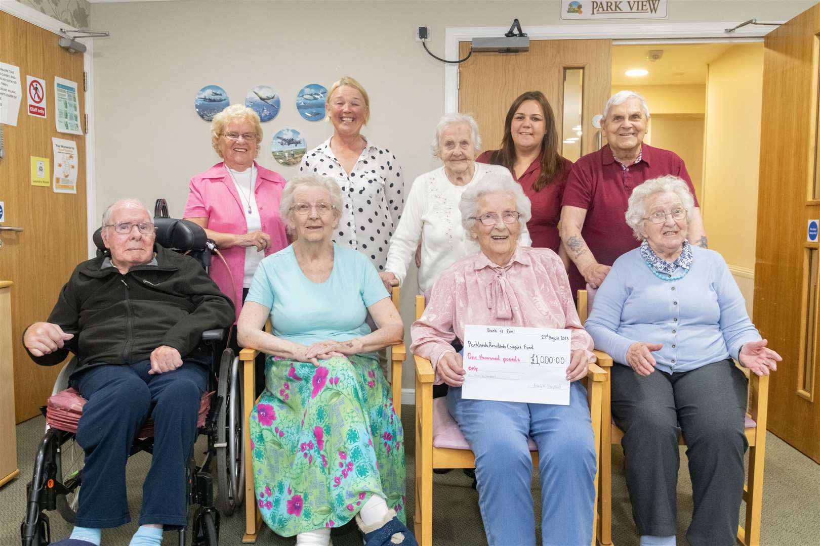 The Parklands residents are delighted to welcome Nancy Shepherd's £1000 boost to the Residents' Comfort Fund. Picture: Beth Taylor