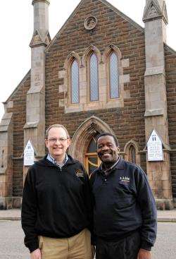 Dr Jonathan Groves, from the Kerusso Trust, and Rev Connex Ijalasi, bring their message to Buckie Baptist Church.