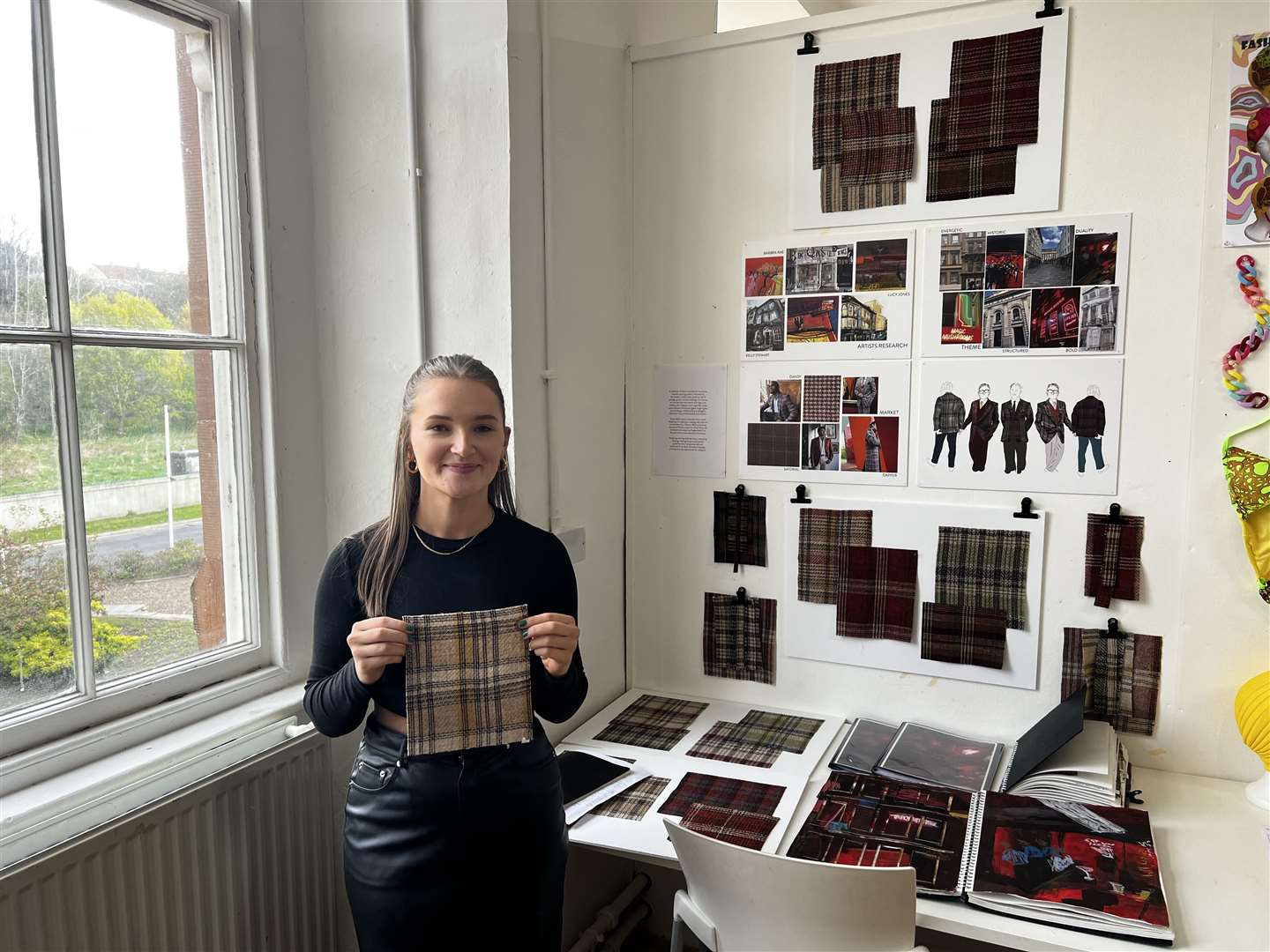 Heading for Savile Row – Lois Cowie with her award-winning textile design.