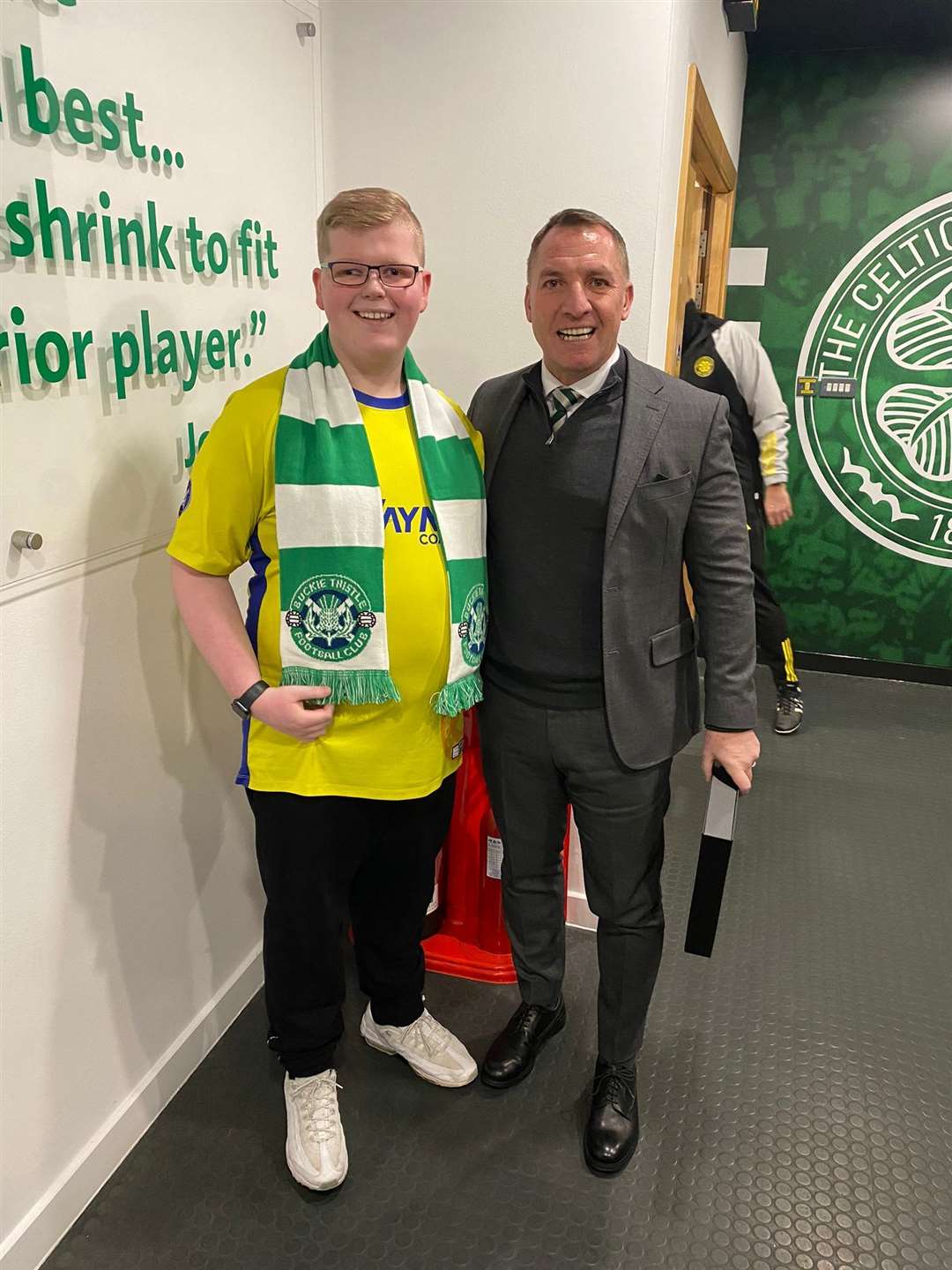 Brendan Rodgers met with Buckie Thistle super-fan Daniel Strong before and after the match at Parkhead.