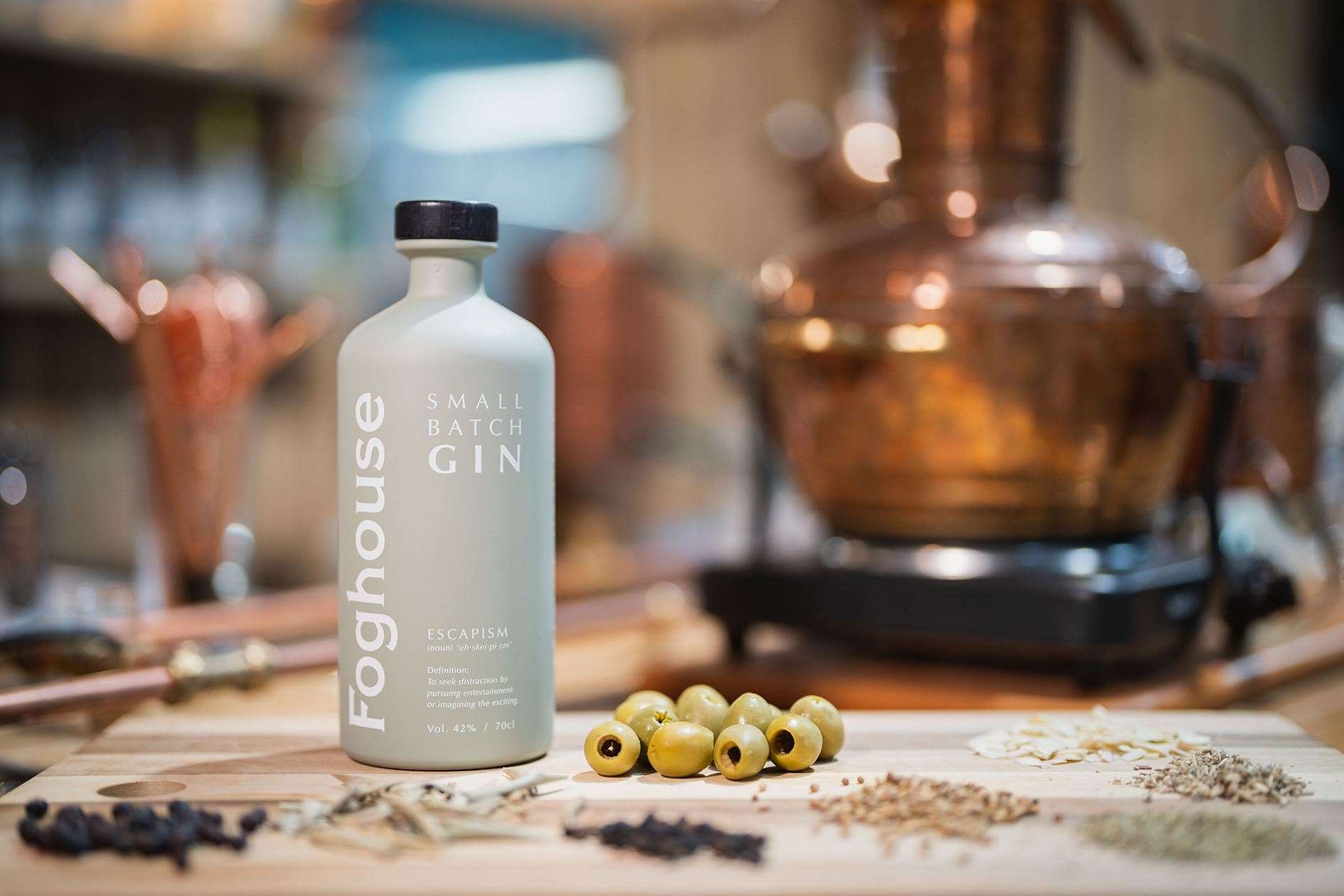 Foghouse gin is handcrafted from nine botanicals.