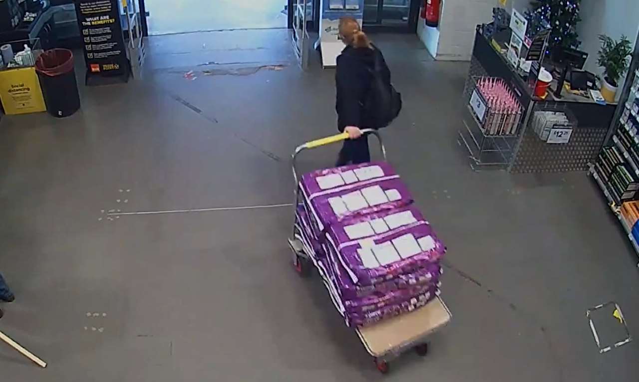 Fiona Beal leaving the store (Northamptonshire Police/PA)