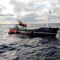 The Erin Wood listing in the water. (Photo courtesy of RNLI).