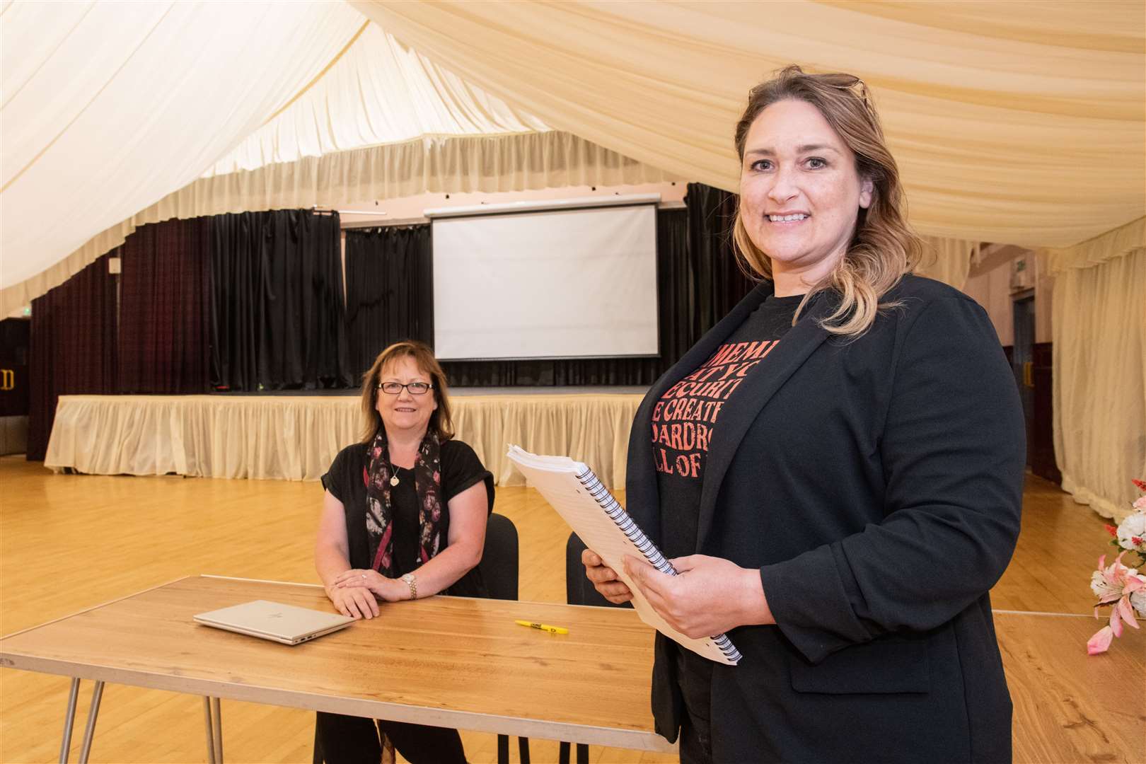 MSP Karen Adam (right) and Buckie councillor Sonya Warren were kept busy with cost of living issues at the recent surgery in Buckie. Picture: Daniel Forsyth