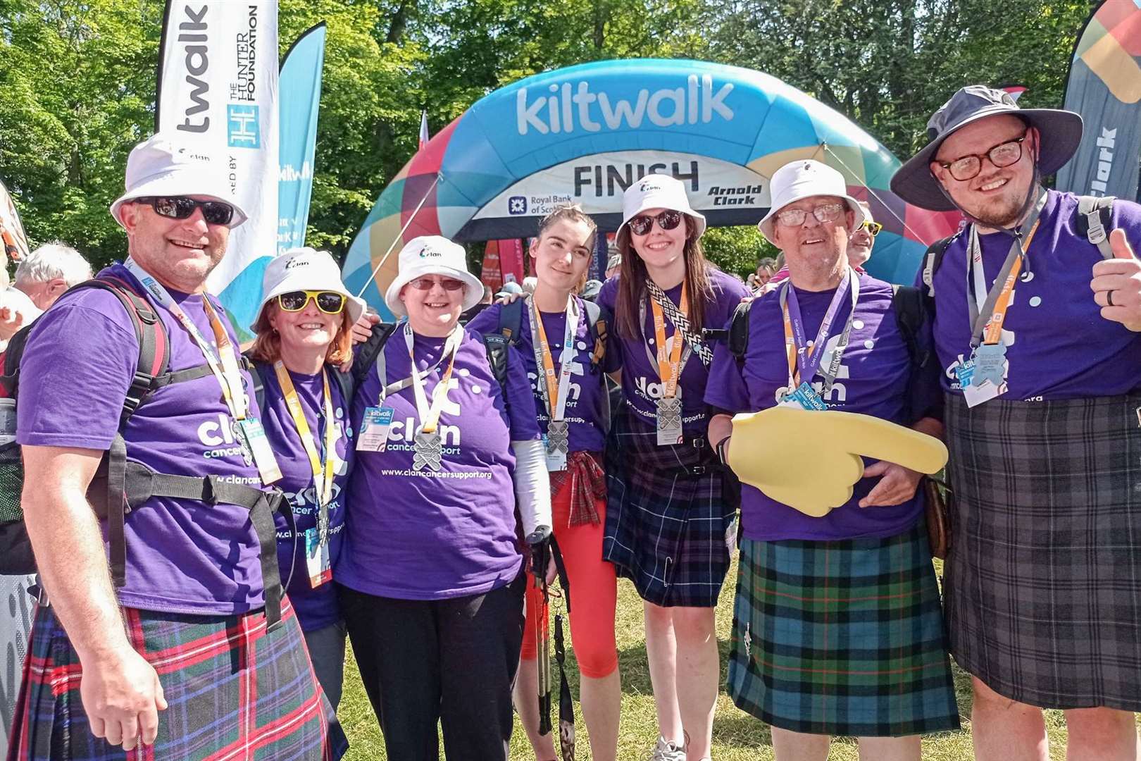 Dennis, pictured second from right, completed the Kiltwalk at the weekend.
