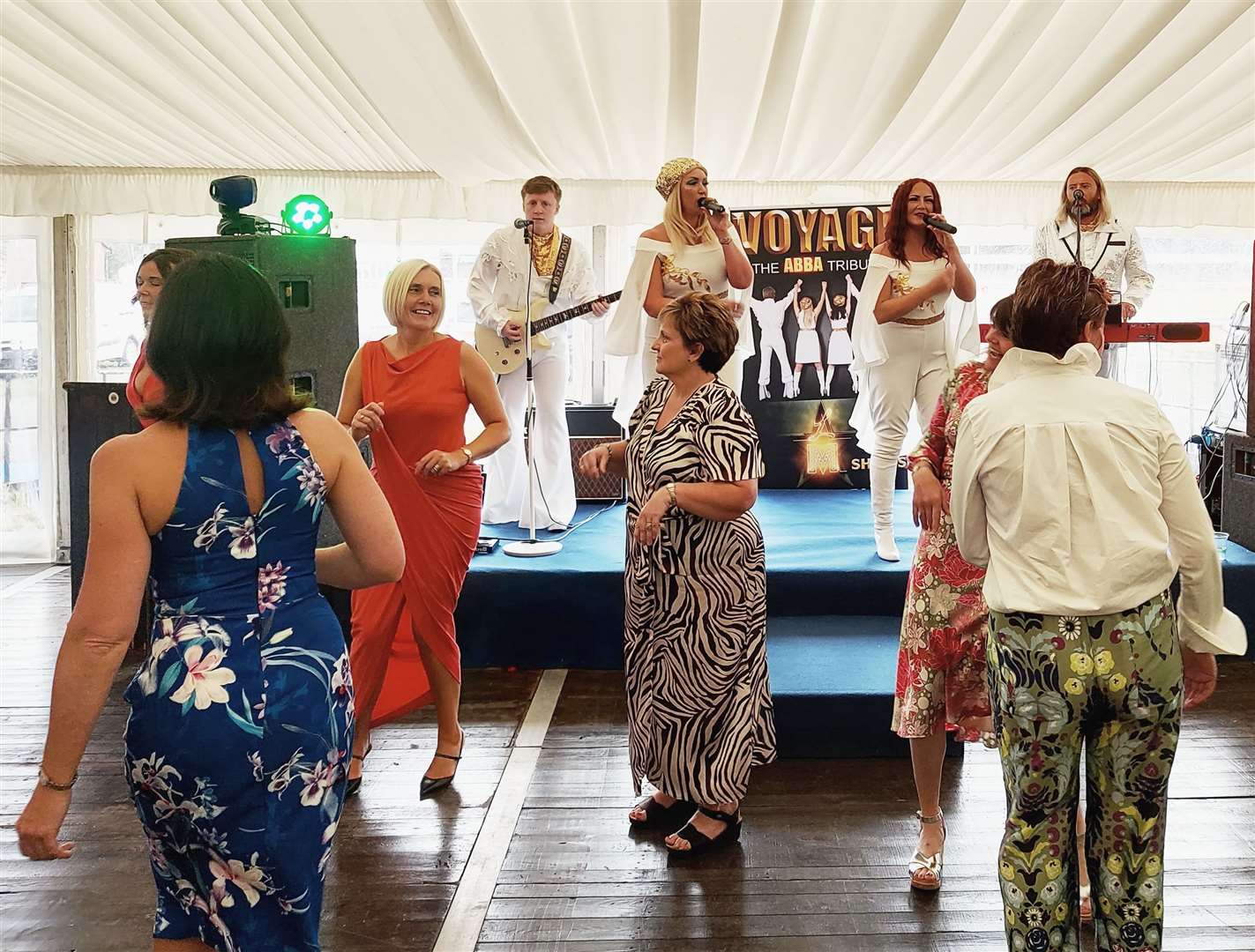 Voyage the ABBA Tribute perform for the guests at Ladies Day. Picture: Kirsty Brown