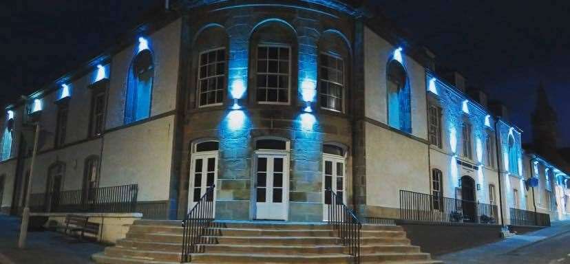 The Seafield arms Hotel resplendent in blue to honour the NHS. Picture: Seafield Arms Hotel