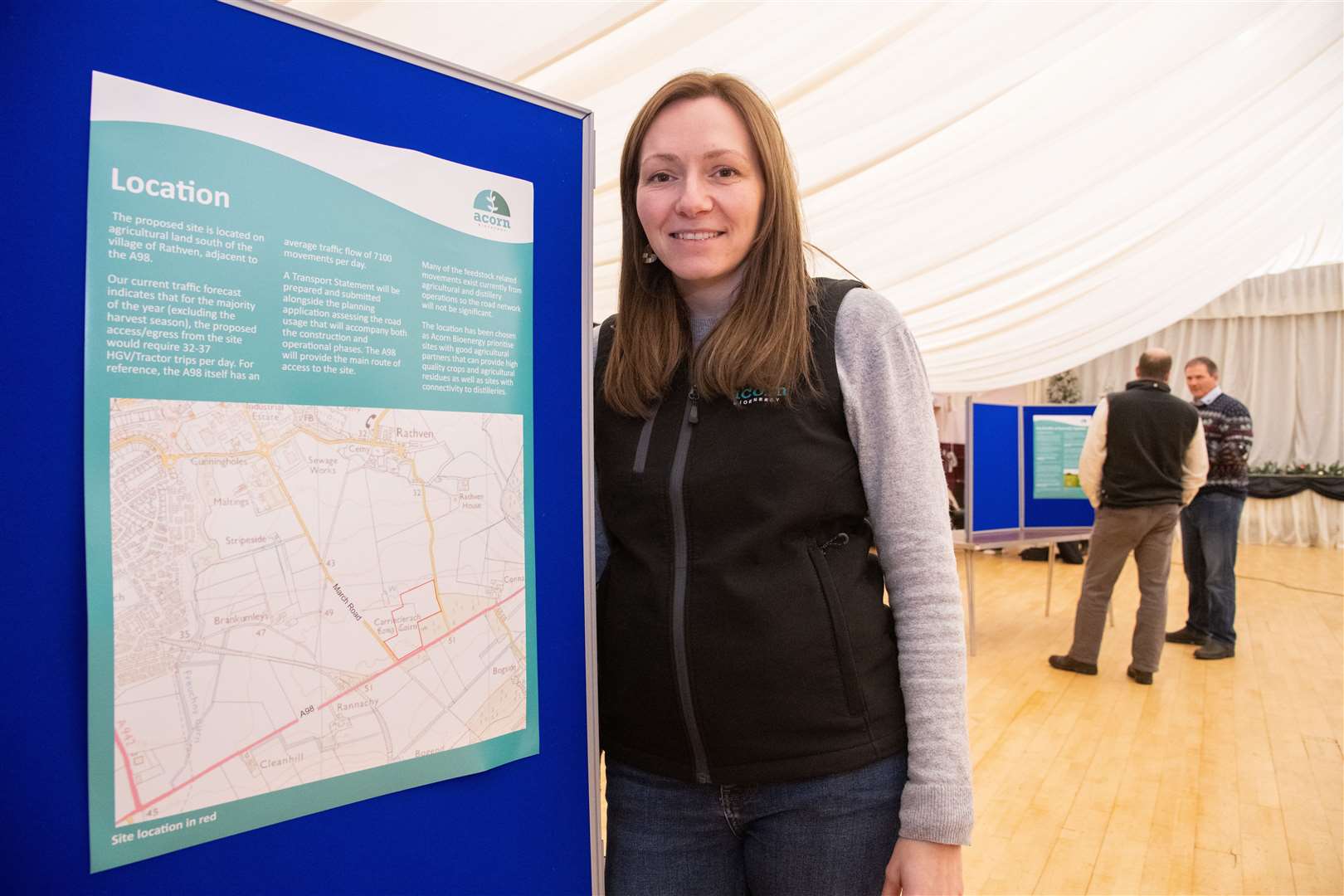 Acorn Bioenergy's Scottish Business Development Manager Natalie Dillon with some of the plans for the Buckie biogas plant. Picture: Daniel Forsyth