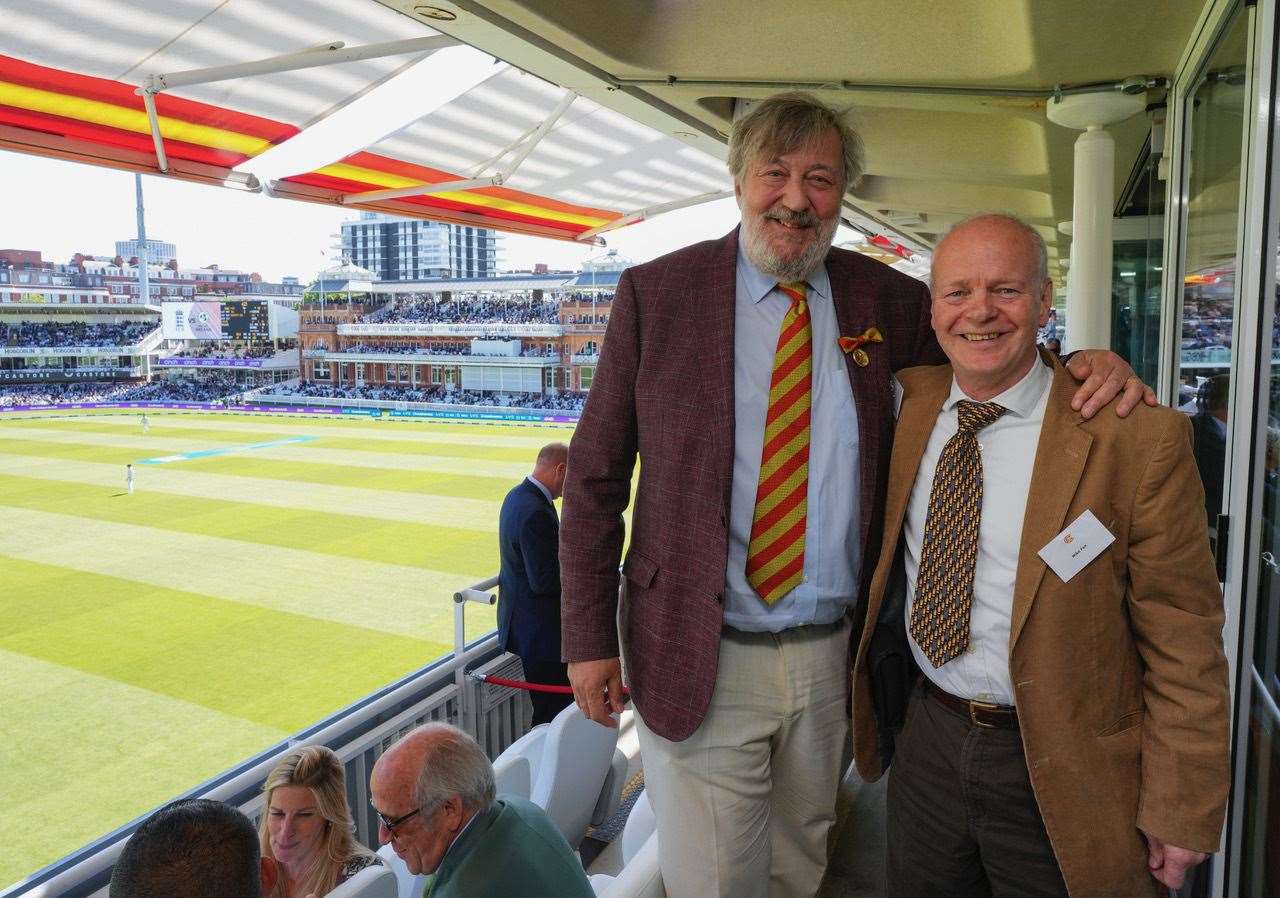 Mike Fox with MCC President Stephen Fry at Lord's.