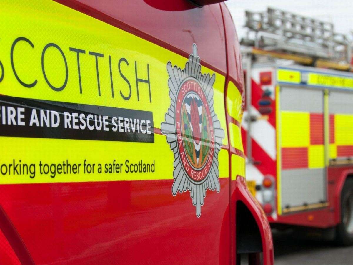 The fire service deal with the blaze in Buckie.