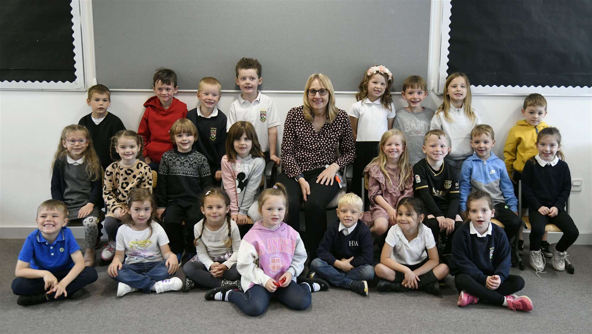 Hilary Reid with her last P1 class at Keith Primary. Picture: Beth Taylor
