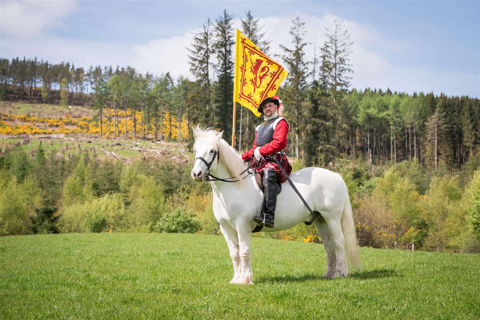Dr Arran Johnston, historian and professional battle re-enactor, as the Earl of Moray, ready to resurrect the Battle of Corrichie at Banchory, Aberdeenshire, this summer.