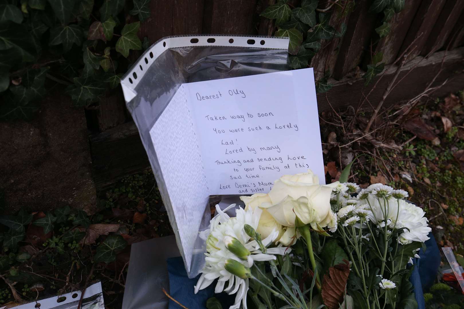 Floral tributes left outside Highdown School in Reading (Jonathan Brady/PA)