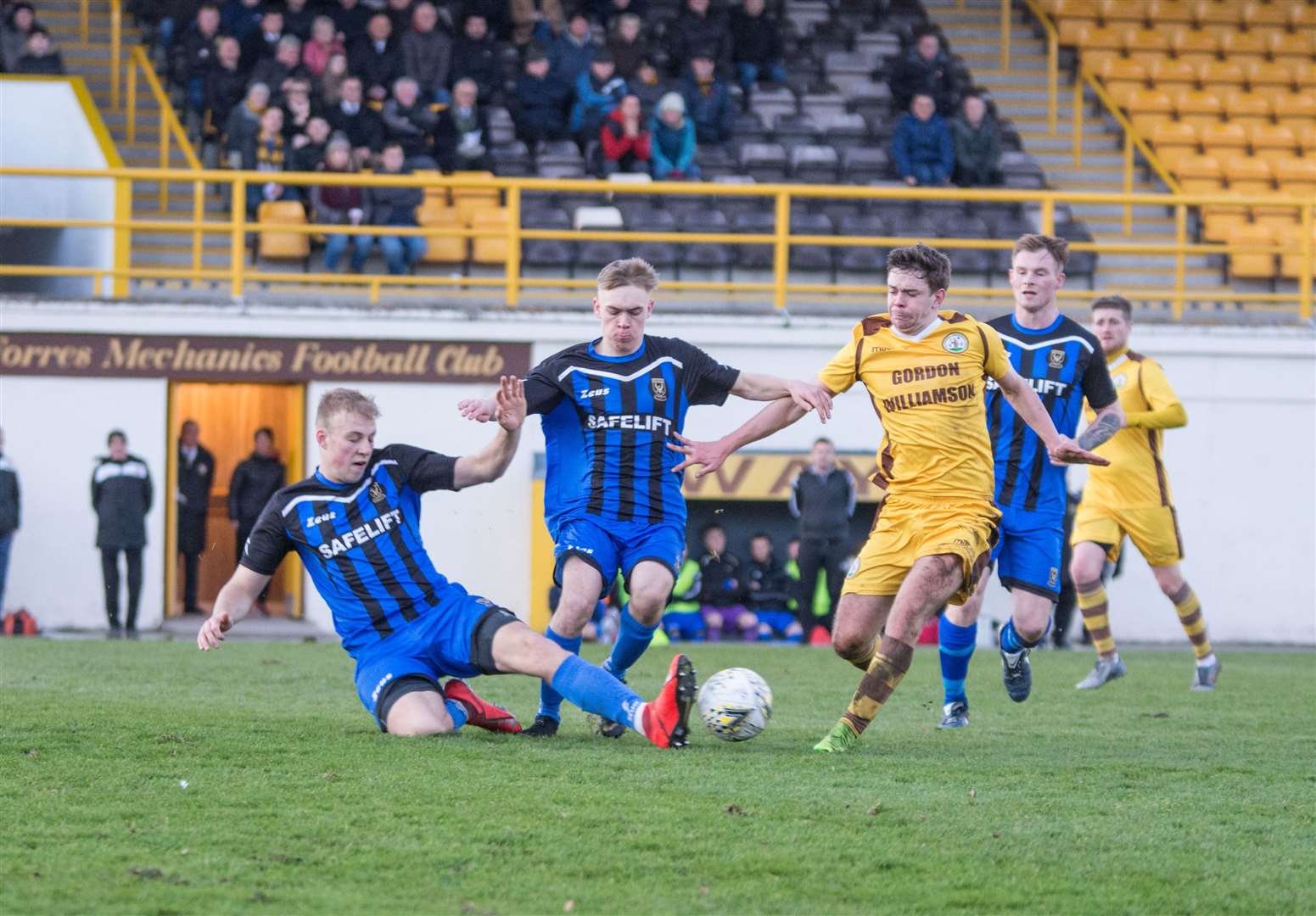Nathan Meres on the ball for Huntly, where he impressed on loan from Cove Rangers this season. Picture: Becky Saunderson..