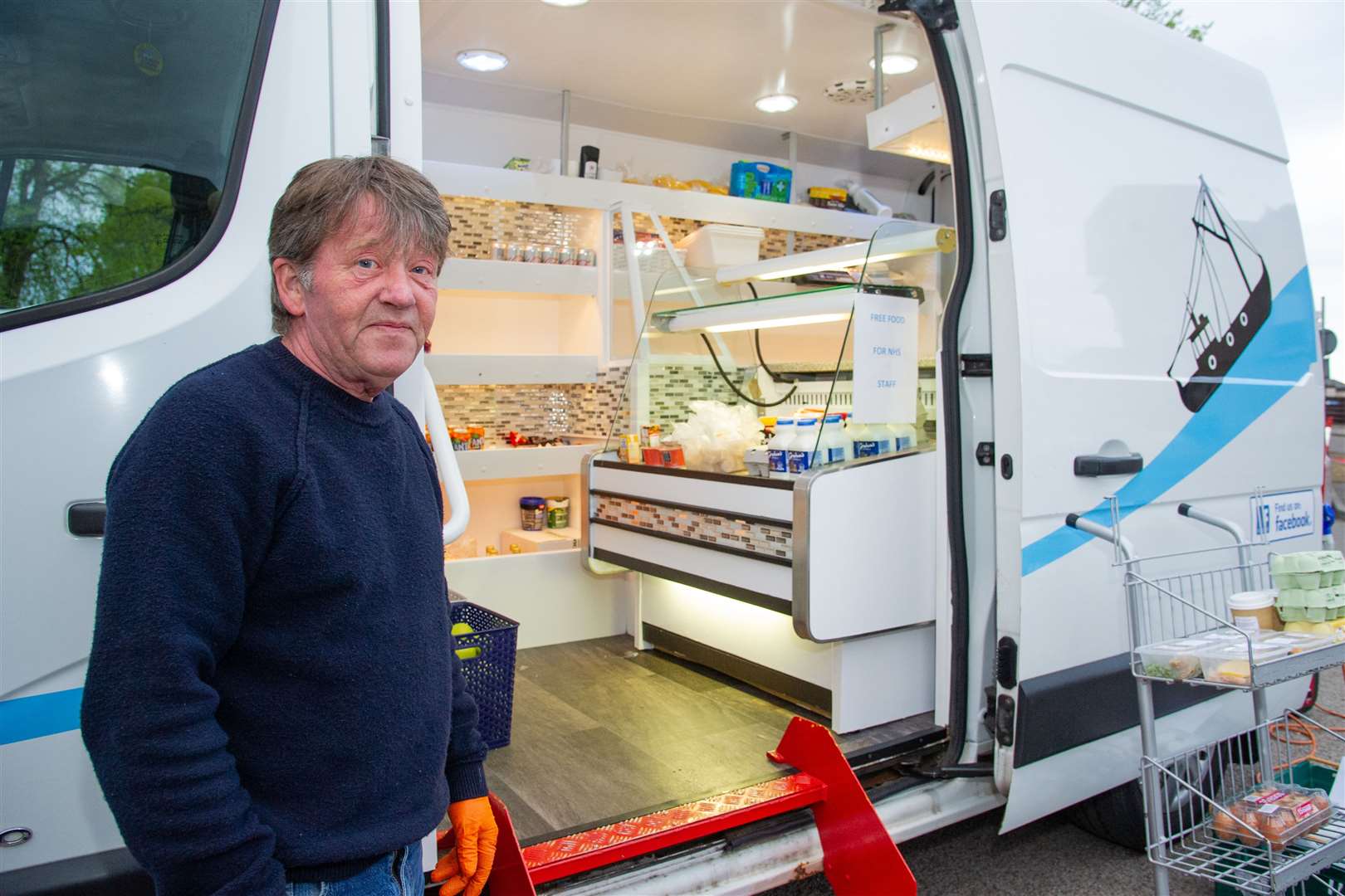 Ian McCallion, owner of the Fish Trawler van, has been taking his van to Dr Gray's Hospital every evening to provide essentials, free of charge, to NHS staff. Picture: Daniel Forsyth