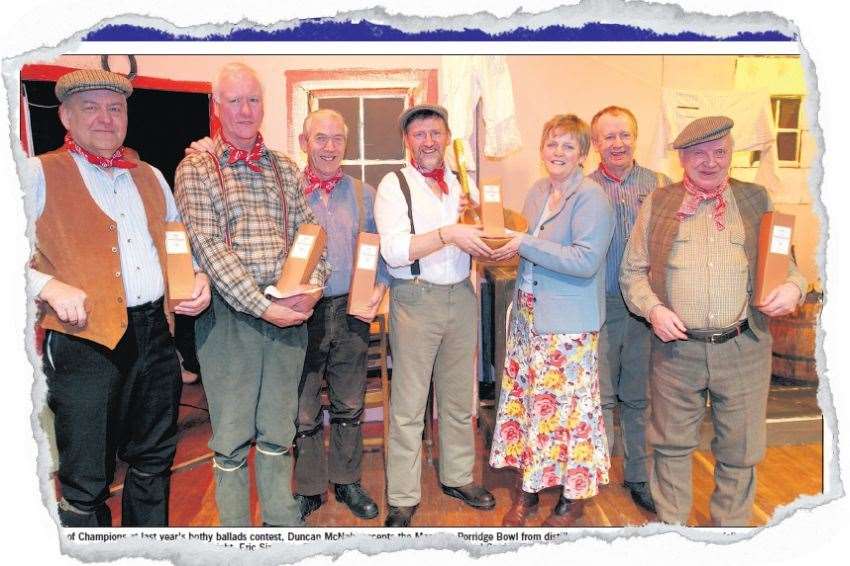 Joe Aitken (third from left) at Elgin Town Hall for the Bothy Ballads Champion of Champions 2007...Picture: Northern Scot Archive