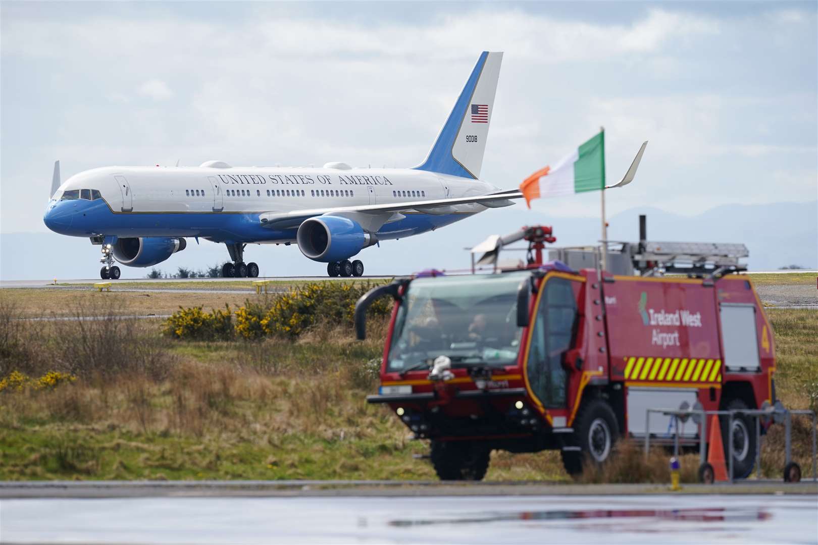 Air Force One, carrying US president Joe Biden, arrives at Ireland West Airport in Co Mayo on the last day of his visit to the island of Ireland (Niall Carson/PA)