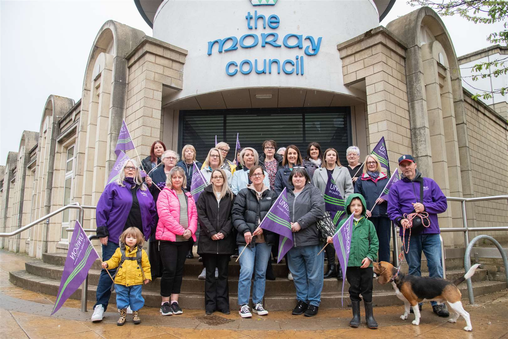 Unison members outside Moray Council last week. Picture: Daniel Forsyth.