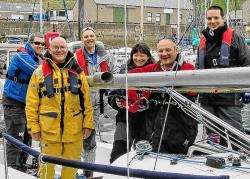 Taking part in a keelboat course organised by Banff Sailing Club (from left) are Neil McLeod, David Murray, Neil Overton, Jane McLellan, Ewan Stirling and David Barclay.