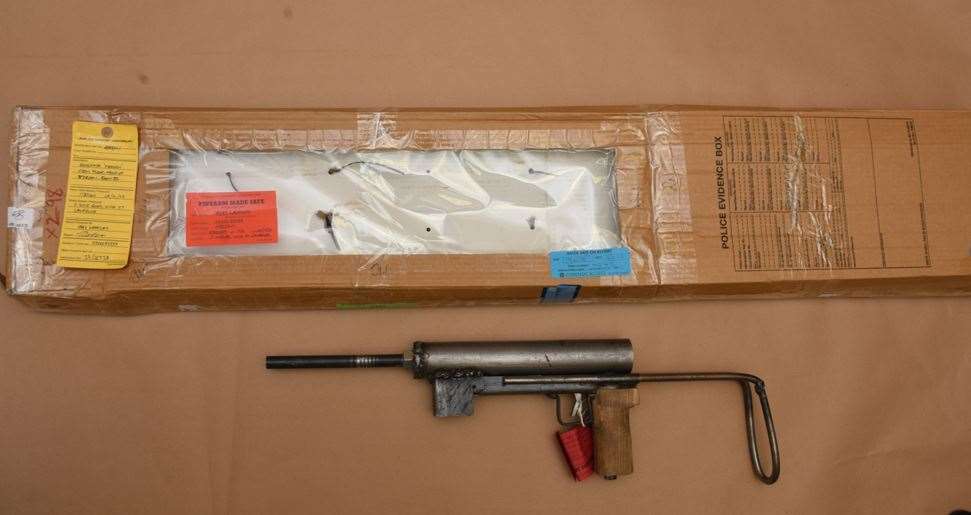 A homemade submachine gun found in Reed Wischhusen’s house (Avon and Somerset Police/PA)