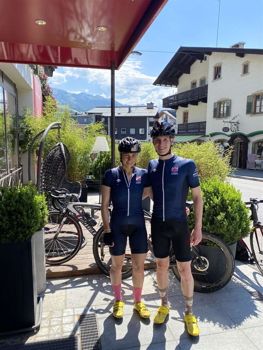 All kitted out in Kitzbuhel for the Euro Championships are Sophia Green and Cameron Main.