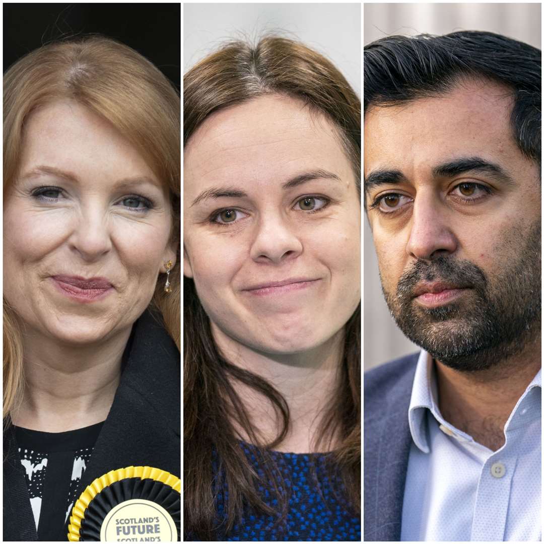 Kate Forbes (centre) is running against Ash Regan (left) and Humza Yousaf (right) for the job of SNP leader and first minister (Lesley Martin/Jane Barlow/PA)