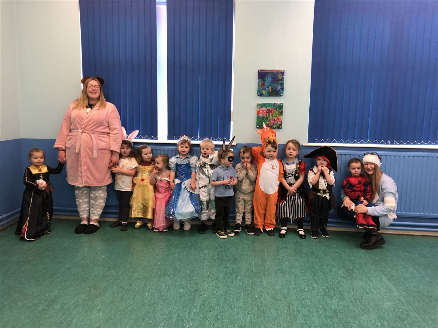 Youngsters and staff at Portgordon Nursery enjoy World Book Day. Picture: Portgordon Nursery