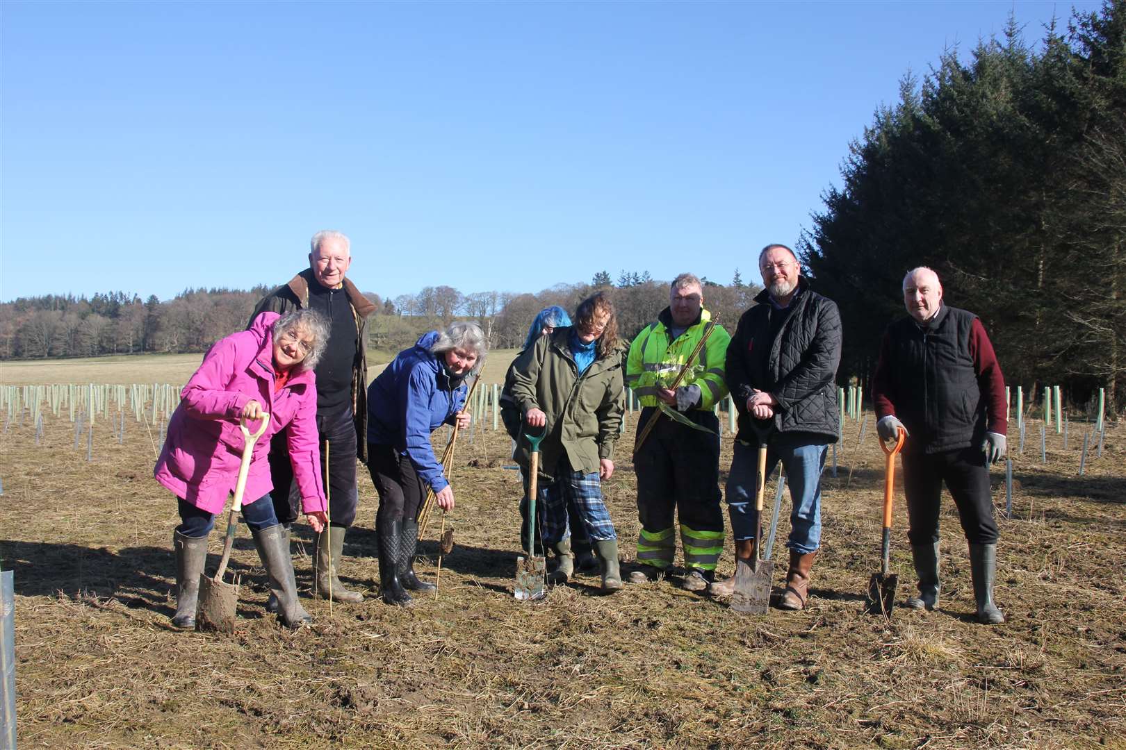 Planting trees at Mountblairy as part of Queen's Jubilee celebrations. Picture: Kirsty Brown