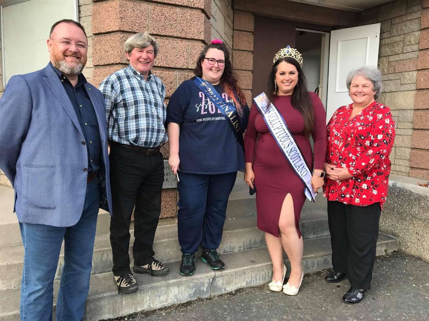 Event organiser Kirsty Brown (centre) was joined by (from left) MP David Duguid, councillor Ian Taylor, current Miss Voluptuous Scotland Siobhan Gardner and councillor Anne Stirling.