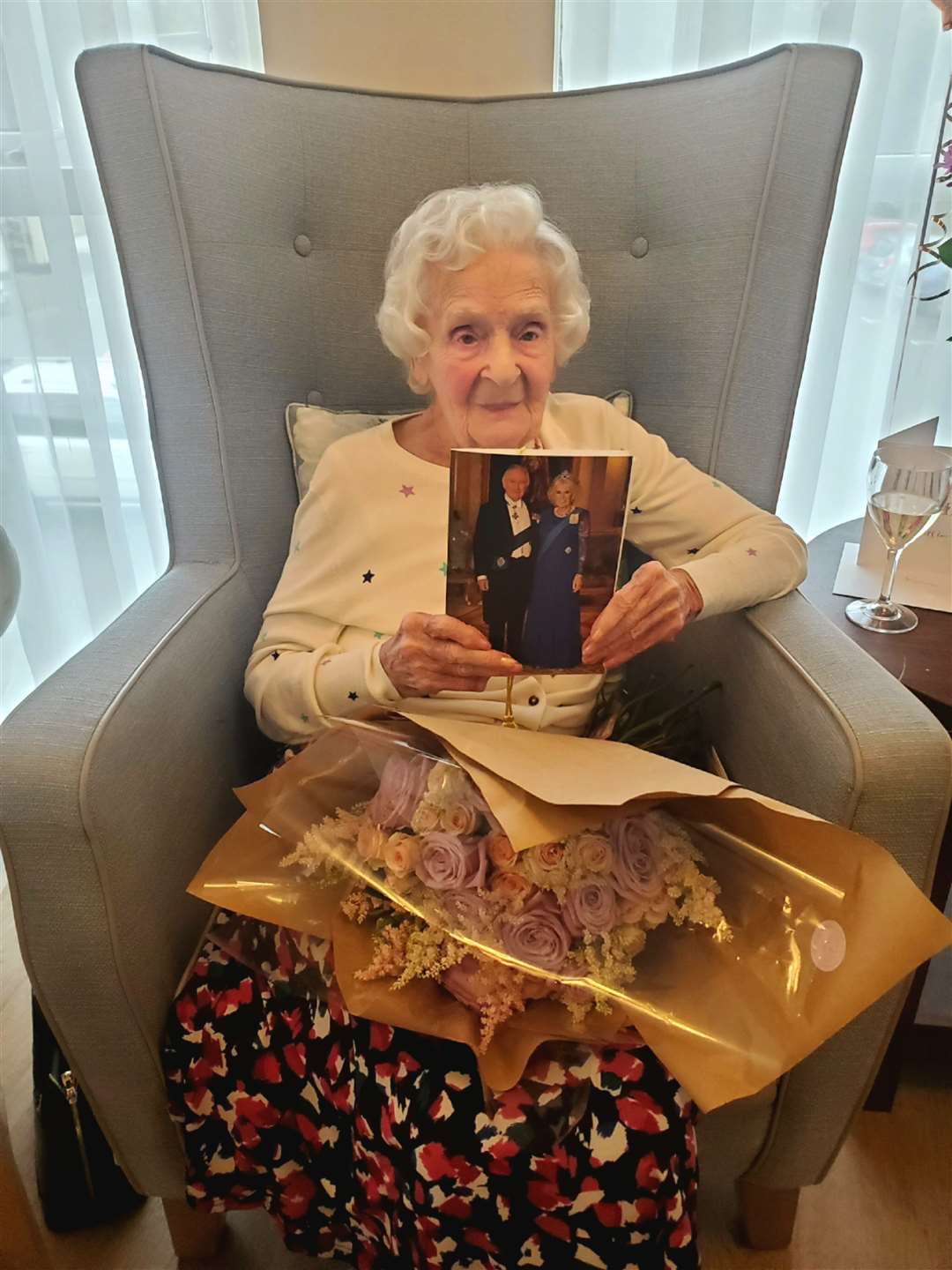 The great-great-grandmother also received a special birthday message from the King (Care UK)