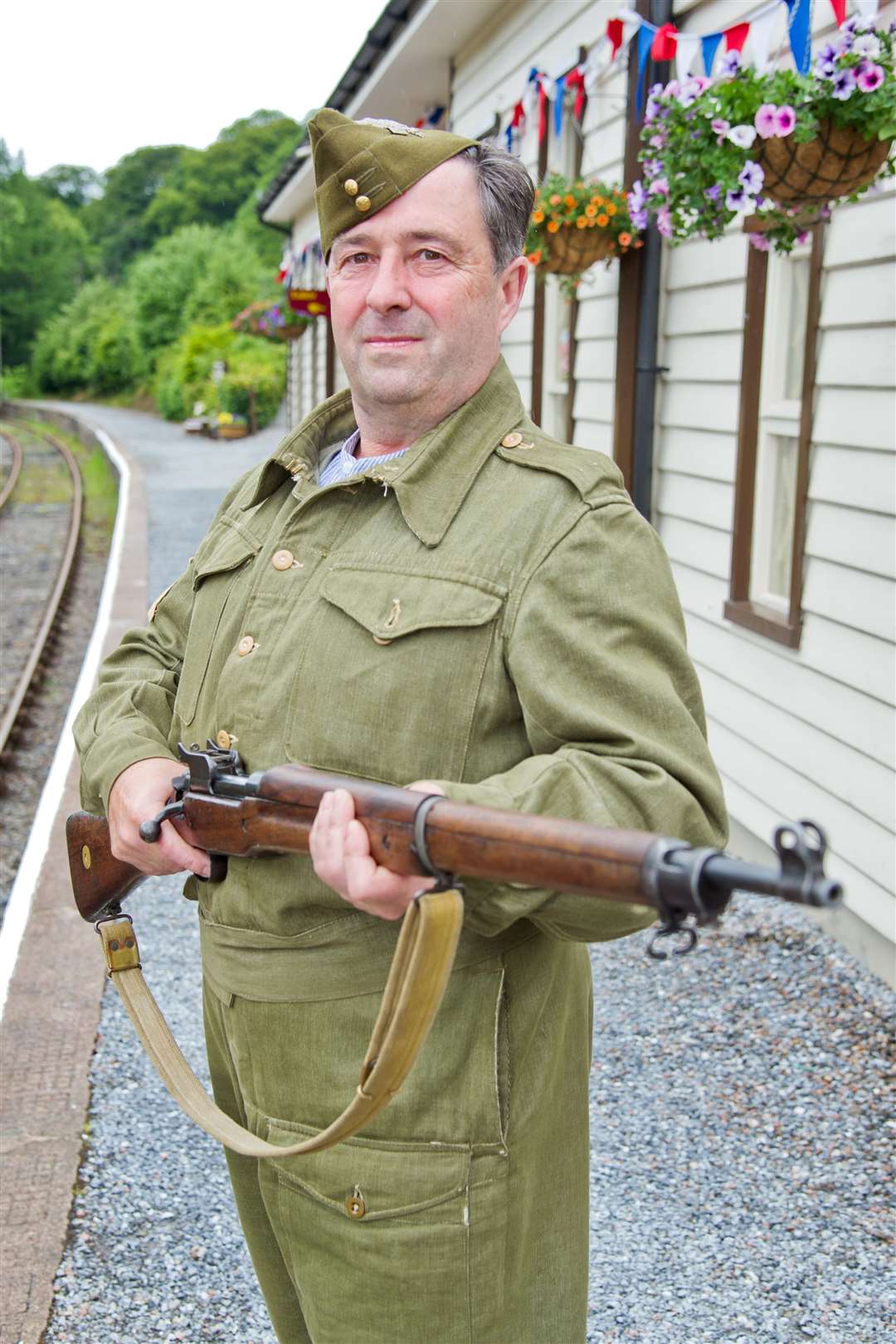 Dean Bowen stands guard at a previous 1940s Weekend. Picture: Daniel Forsyth. Image No.041422.