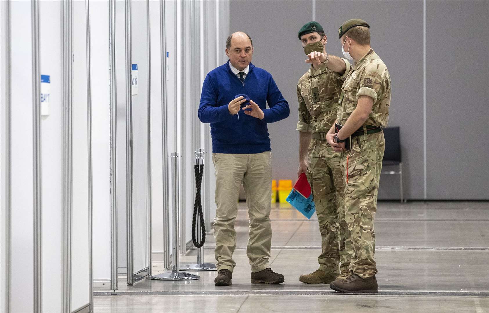 Defence Secretary Ben Wallace during a visit to the Covid testing centre at Liverpool Exhibition Centre (Peter Byrne/PA)