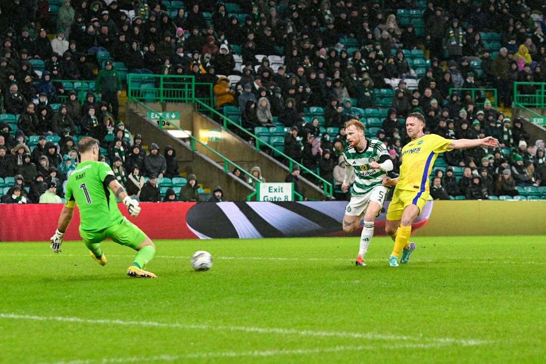 Josh Peters missed Buckie's best chance of their Scottish Cup clash at Celtic. Picture: Beth Taylor