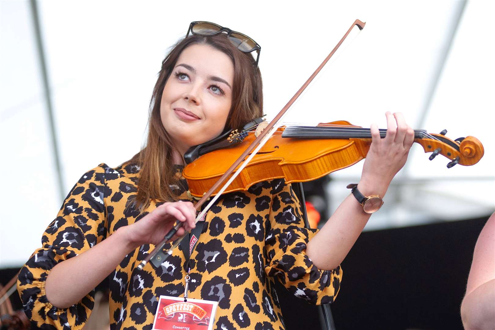 Ashleigh MacGregor plays the fiddle on the Sunday Fochabers Fiddlers session...Speyfest 2019. Picture: Daniel Forsyth