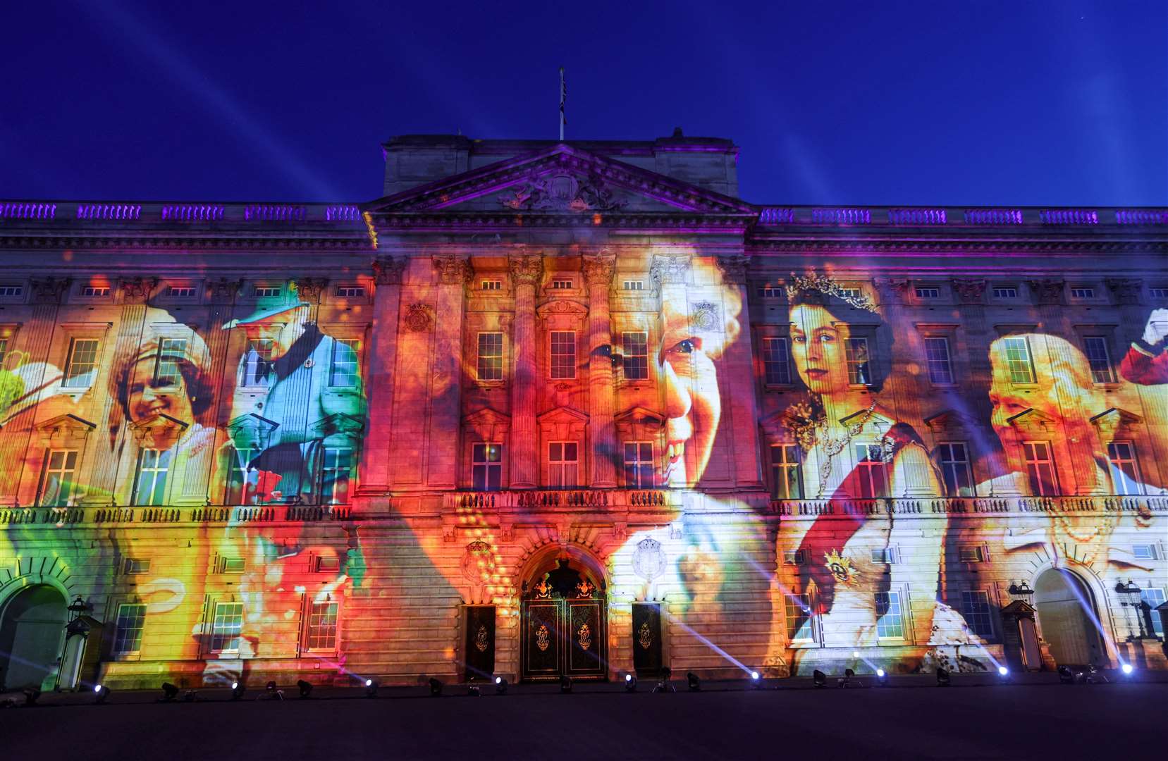 Projections displayed on the front of Buckingham Palace during the lighting of the principal beacon (Chris Jackson/PA)