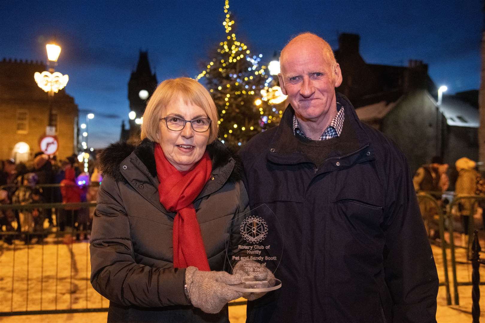 Pat Scott and Sandy Scott are presented with Huntly's Citizen of the Year accolade. ..Picture: Daniel Forsyth..