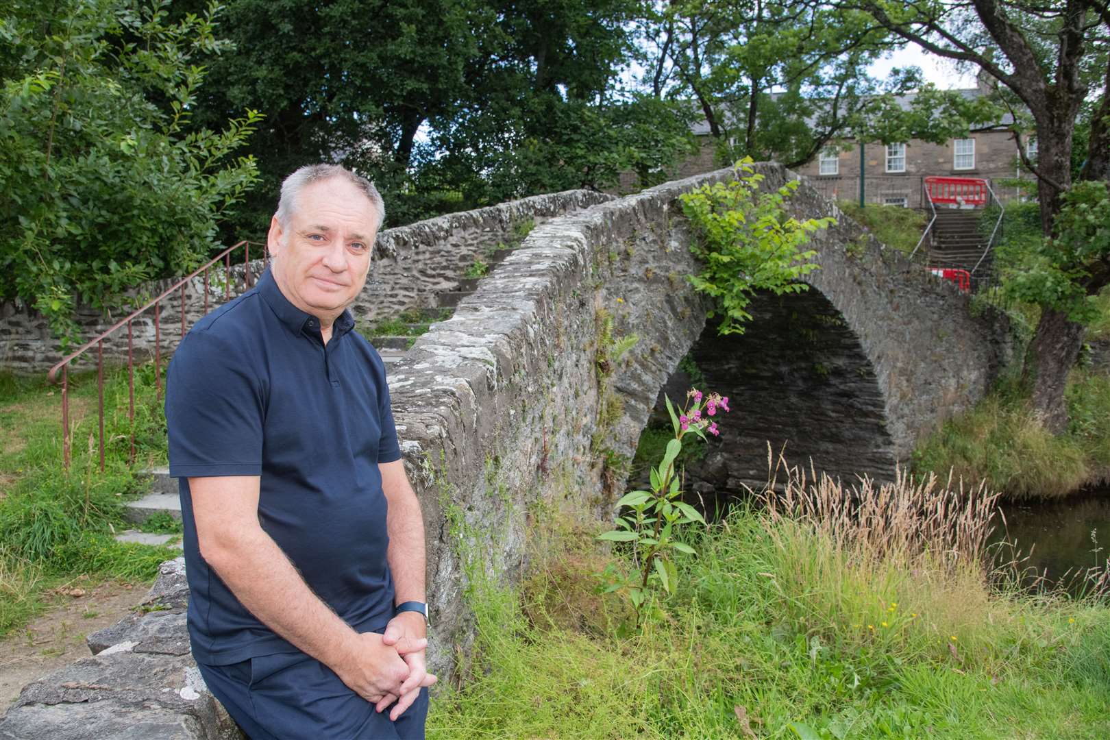 Moray MSP Richard Lochhead is concerned at the state of the Auld Brig in Keith is and is looking for Diageo ro undertake repairs and maintain the up keep...Picture: Daniel Forsyth..