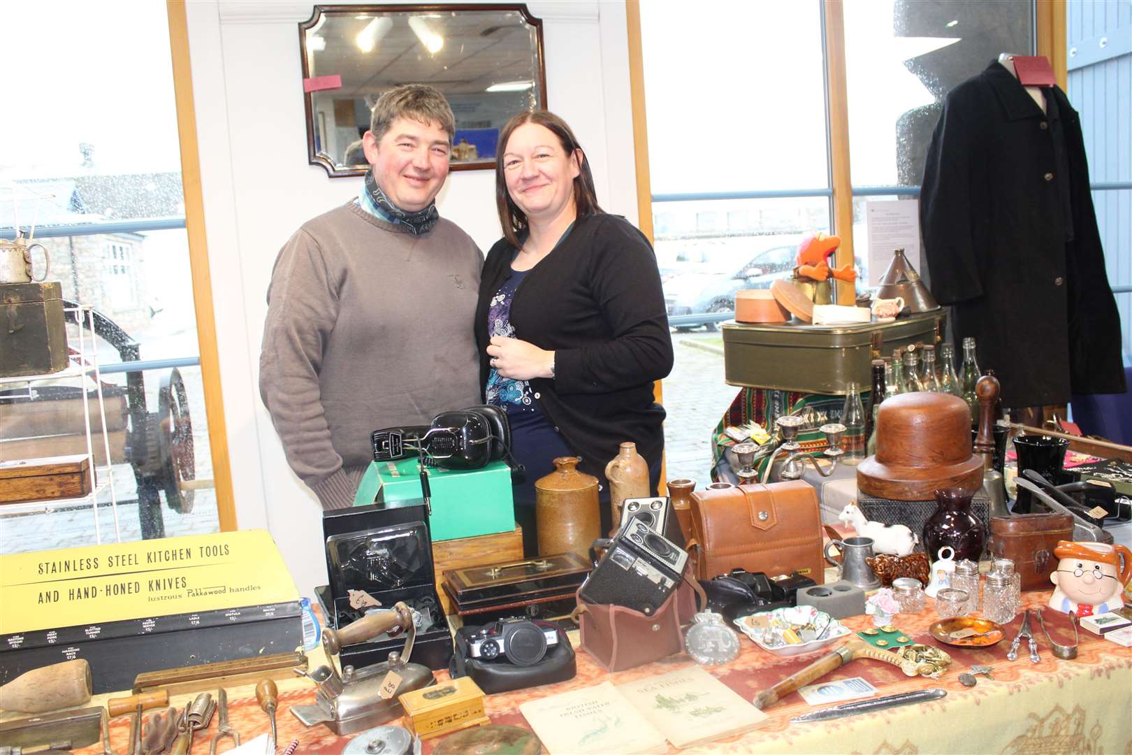 Fair organizer Susan Jones and husband David at the weekend's Antiques and Collectors Fair at the Garioche Heritage Center.  Pictured: Griselda McGregor.