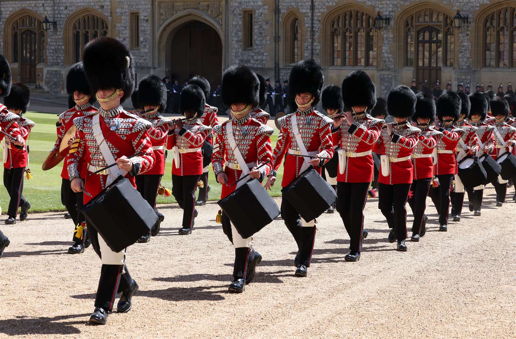 The Foot Guards Band marches in the Engine Court ahead of the funeral (Ian Vogler/Daily Mirror/PA)