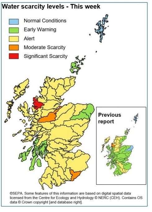 Water Scarcity levels have been increased for the whole of Scotland