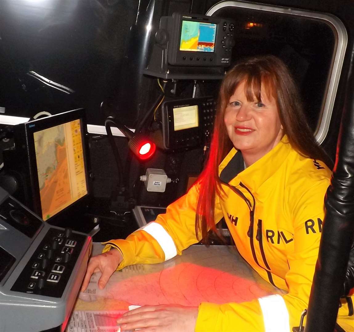 On her way to the history books – Louise Cooper has become the first female Buckie RNLI crew-member to qualify as a navigator. Picture: Buckie RNLI