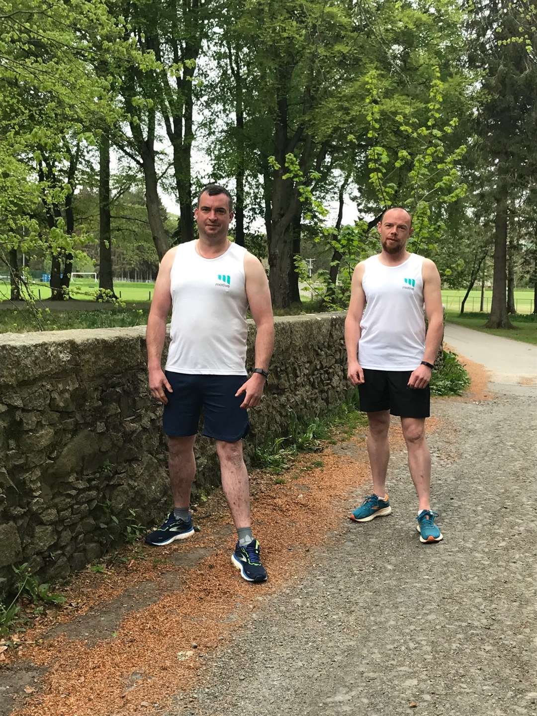 David Halkett (left) and James Gregg are two of the team of seven from Motive running in the Edinburgh Marathon.