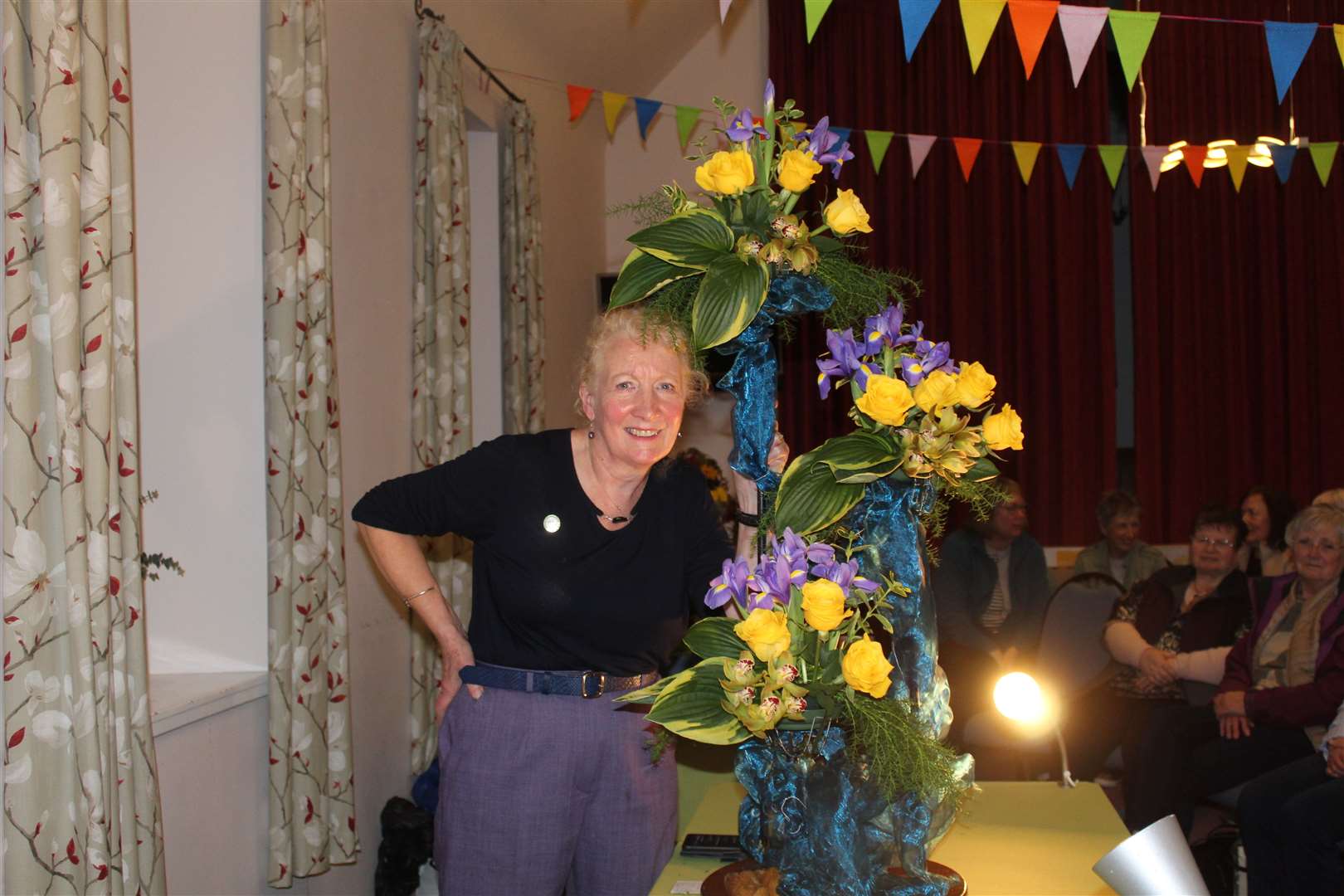 Guest demonstrator Jane Gordon with some of her striking arrangements at her visit this week to the Inverurie and district flower arrangement society in St Andrews church hall, High Street. Picture: Griselda McGrgor