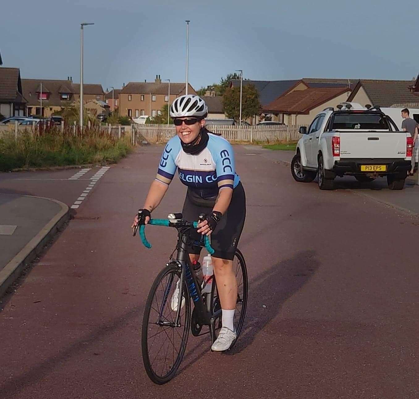 Stephanie Cormack (33) sets off on her cycle from Buckie to Nairn and back.