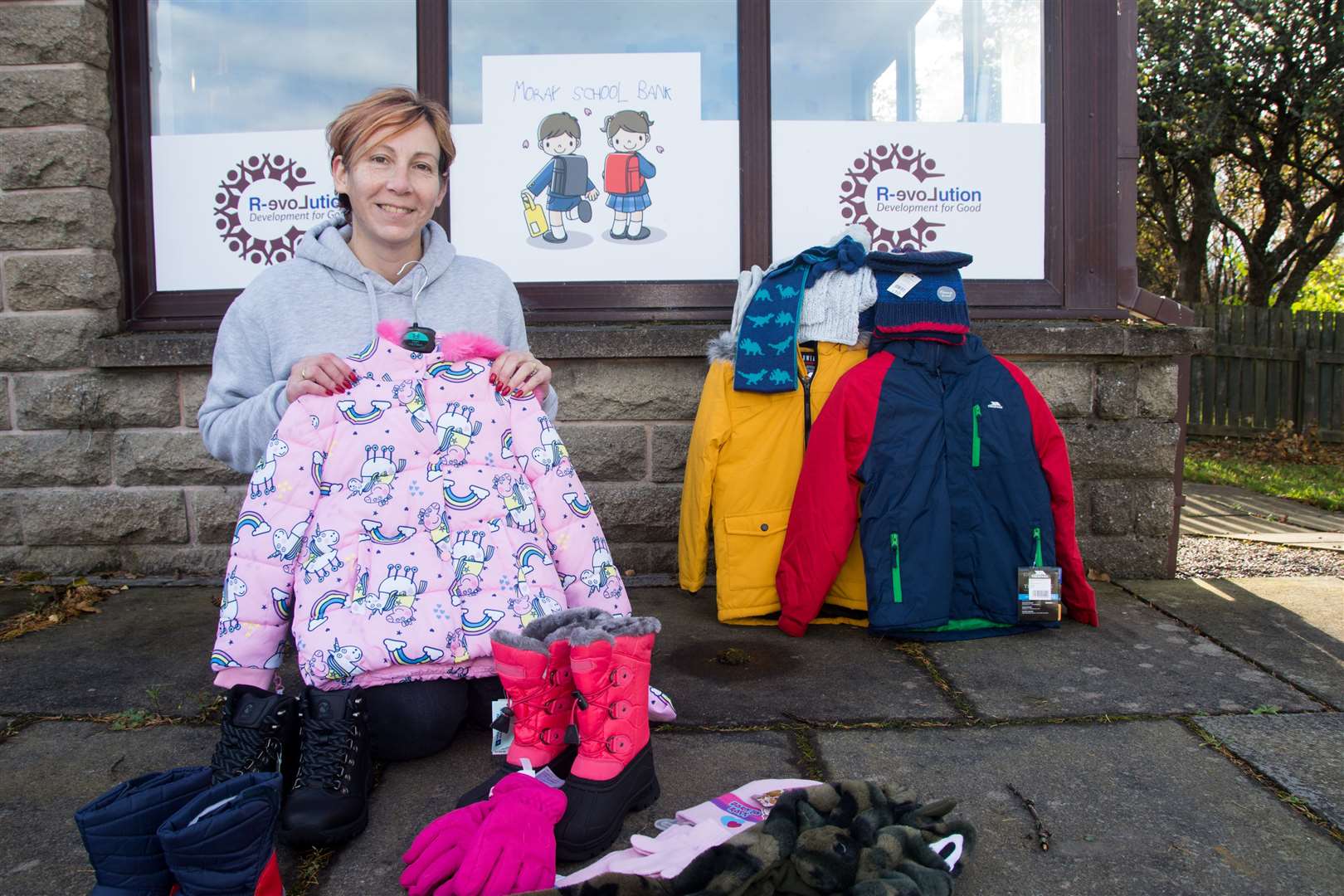 Debbie Kelly with some of the products Moray School Bank is appealing for...Moray School Bank launching its winter appeal. ..Picture: Becky Saunderson..