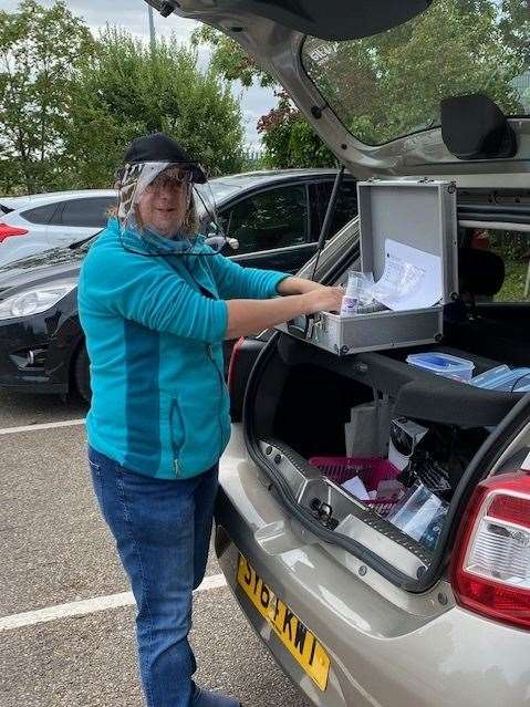 Heather Roy, a community inclusion co-ordinator for North East Sensory Services, has adapted her car as a mobile service to change people's hearing aids.