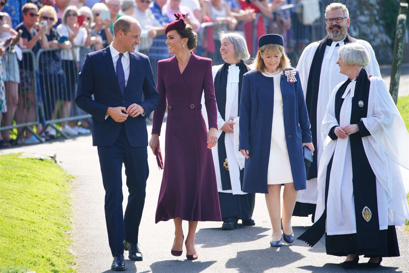 The Prince and Princess of Wales arrive at St Davids Cathedral in Pembrokeshire (Ben Birchall/PA)