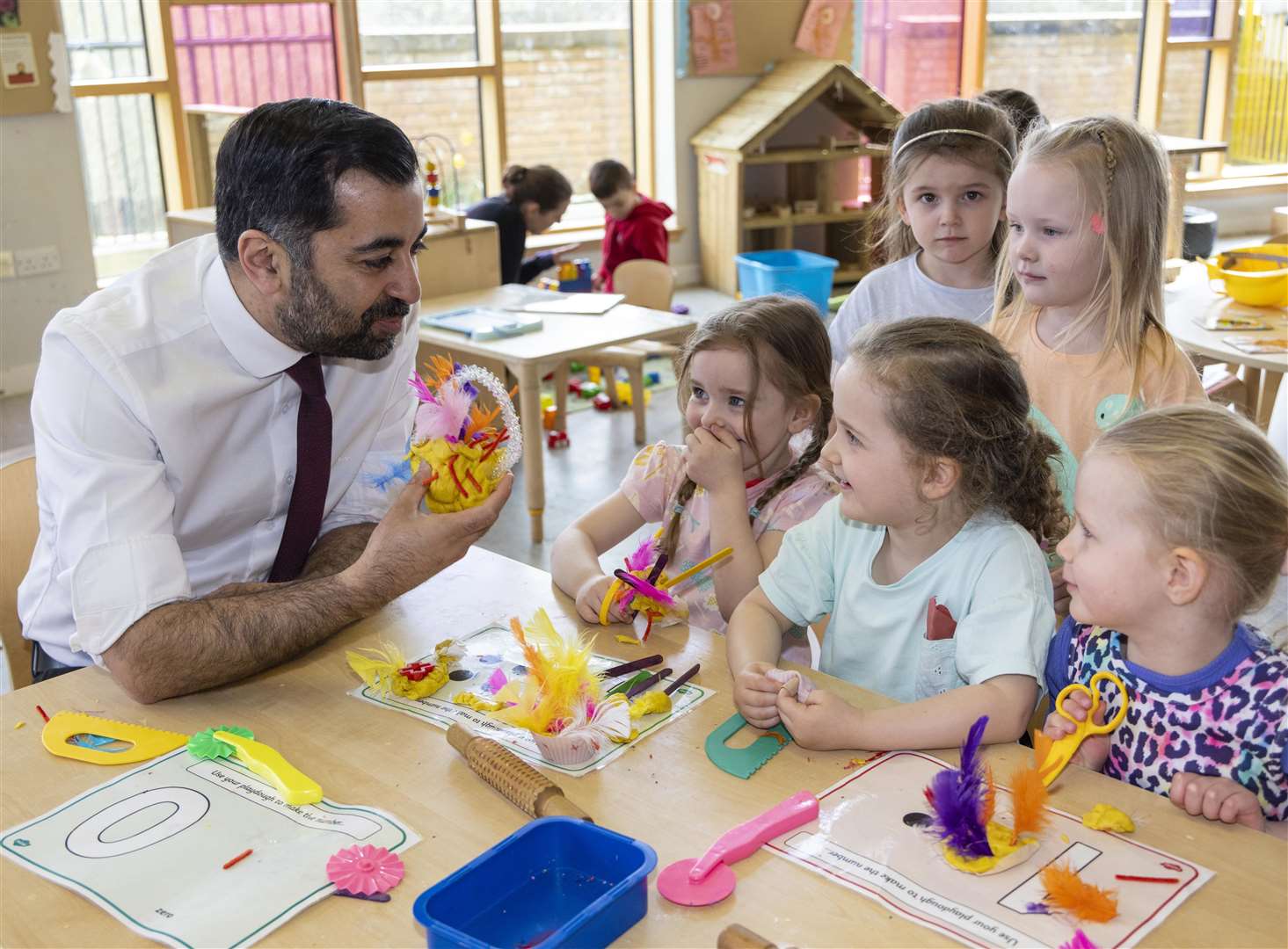 First Minister Humza Yousaf visited a nursery in Glasgow on Thursday (Robert Perry/PA)