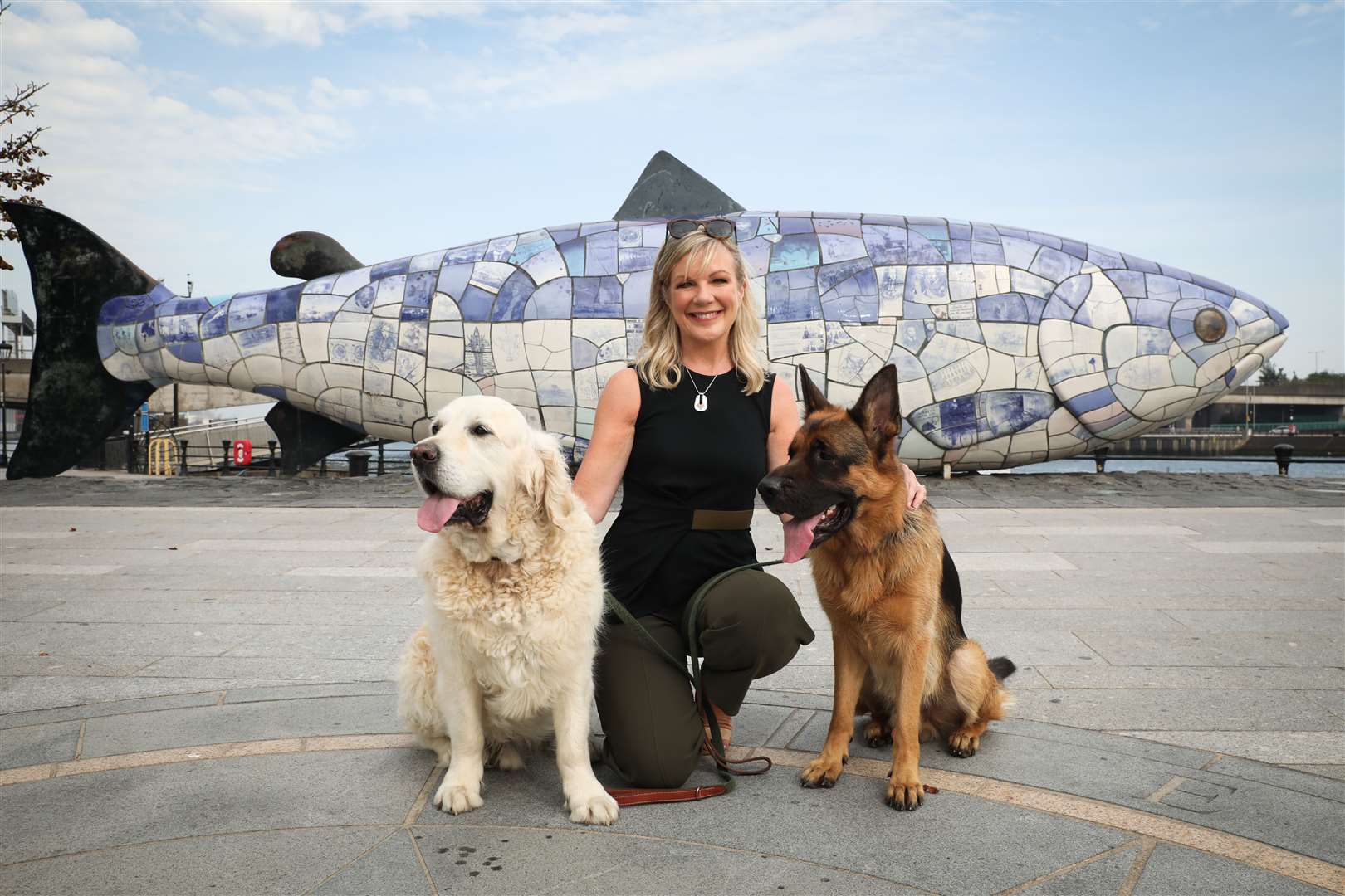 Suzanne Wylie with her two dogs (Belfast City Council/PA)
