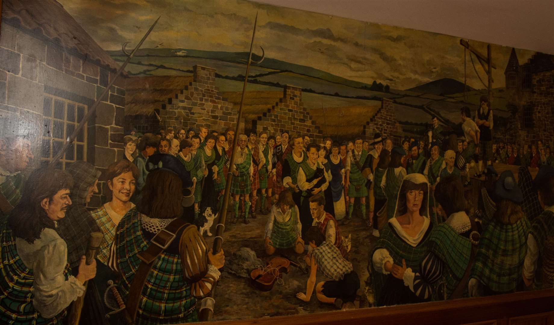 A painting by John Stewart, from Portsoy, of James Macpherson's execution day in Banff, which hangs in the town's Broken Fiddle café. Picture: Becky Saunderson.
